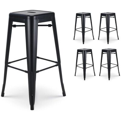 KOSMI Taburetes de Bar en Metal Industrial - 76cm Alto - Pack de 4 KOSMI Taburetes de Bar en Metal Industrial - 76cm Alto - Pack de 4