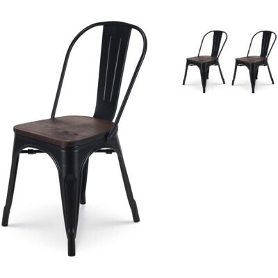 Kosmi Conjunto de 2 Sillas de Metal Madera Oscura - Estilo Industrial Kosmi Conjunto de 2 Sillas de Metal Madera Oscura - Estilo Industrial