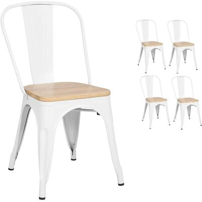 KOSMI - Conjunto de 4 Sillas de Metal - Estilo Industrial KOSMI - Conjunto de 4 Sillas de Metal - Estilo Industrial