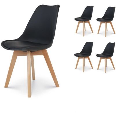 Conjunto de 4 Sillas Escandinavas Negras Kosmi Victory - Diseño Moderno Conjunto de 4 Sillas Escandinavas Negras Kosmi Victory - Diseño Moderno