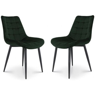 KOSMI Modelo 2 Sillas Escandinavas Verdes de Terciopelo - Juego de Sillas KOSMI Modelo 2 Sillas Escandinavas Verdes de Terciopelo - Juego de Sillas