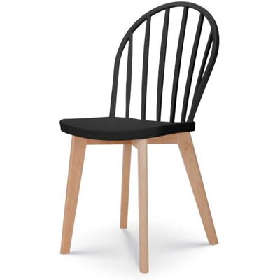 KOSMI Emy Chaise de Salle à Manger Noire avec Pieds en Bois - Chaise de Salle à Manger - Publicité KOSMI Emy Chaise de Salle à Manger Noire avec Pieds en Bois - Chaise de Salle à Manger - Publicité