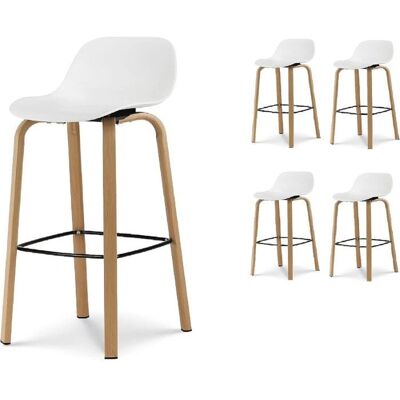 KOSMI Ensemble de 4 Tabourets Scandinaves Blancs - 66cm - Publicité KOSMI Ensemble de 4 Tabourets Scandinaves Blancs - 66cm - Publicité