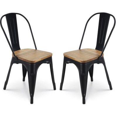 Kosmi Conjunto de 2 sillas de estilo industrial de metal y madera Kosmi Conjunto de 2 sillas de estilo industrial de metal y madera