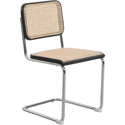 KOSMI - Silla retro - bois foncé - roseau naturel - Chair - Publicité KOSMI - Silla retro - bois foncé - roseau naturel - Chair - Publicité