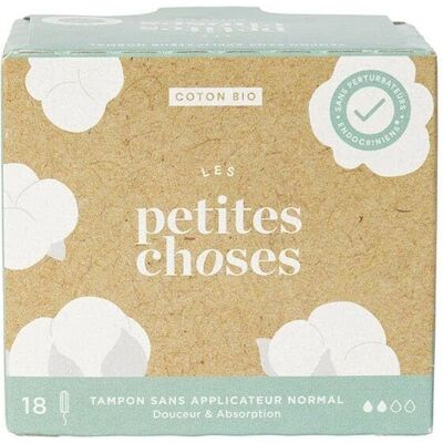 Tampons en coton biologique Les Petites Choses - Flux normal - 18 unités - Publicité Tampons en coton biologique Les Petites Choses - Flux normal - 18 unités - Publicité