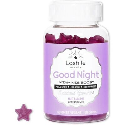 Lashilé Beauty Good Night Vitamines - Myrtille - Soutien du sommeil - Publicité Lashilé Beauty Good Night Vitamines - Myrtille - Soutien du sommeil - Publicité