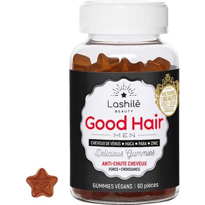 Lashilé Beauty - Good Hair Men - 60 Gummies - Vitamines - Publicité Lashilé Beauty - Good Hair Men - 60 Gummies - Vitamines - Publicité