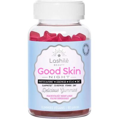 Lashilé Beauty Good Skin Night - Soutien sommeil et peau - 60 Gummies - Publicité Lashilé Beauty Good Skin Night - Soutien sommeil et peau - 60 Gummies - Publicité