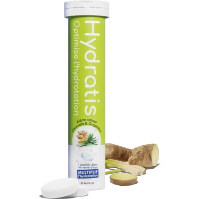 Hydratis Pastilles Effervescentes Citronnelle Gingembre - Complément Hydratation - Publicité Hydratis Pastilles Effervescentes Citronnelle Gingembre - Complément Hydratation - Publicité