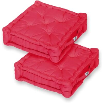 DECO ARTS - 50x50x15cm - Lot de 2 coussins Chili Rouge - Publicité DECO ARTS - 50x50x15cm - Lot de 2 coussins Chili Rouge - Publicité