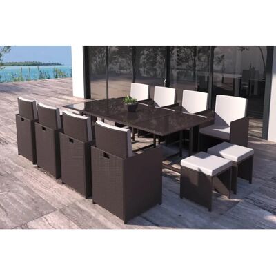 Concept Usine Florida Ensemble de Mobilier d'Extérieur - Résine Tressée, 8-12 Places - Publicité Concept Usine Florida Ensemble de Mobilier d'Extérieur - Résine Tressée, 8-12 Places - Publicité