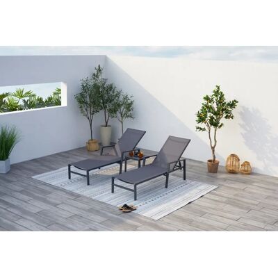 Concept Usine Bari - Lot de 2 transats avec table d'appoint - Chaise de plage - Publicité Concept Usine Bari - Lot de 2 transats avec table d'appoint - Chaise de plage - Publicité
