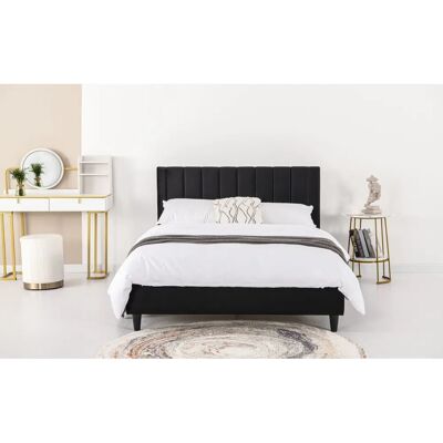 Estructura de cama de terciopelo negro Cambridge - 140x190 cm Estructura de cama de terciopelo negro Cambridge - 140x190 cm