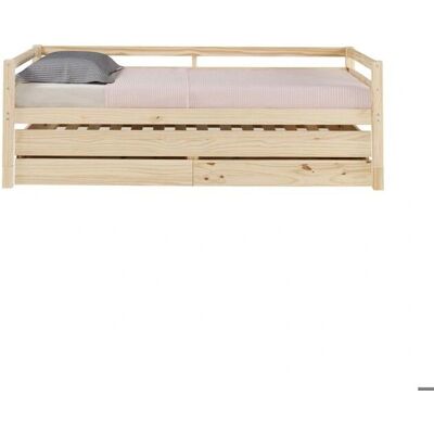 ALMA - Lit banquette gigogne 90x200 cm - Pin massif - Bed - Publicité ALMA - Lit banquette gigogne 90x200 cm - Pin massif - Bed - Publicité