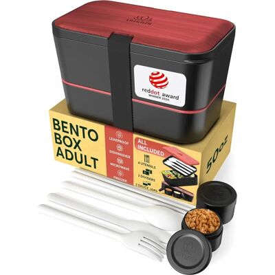 Umami Stapelbare Bento-Box Lunch-Set 1,5 L Schwarz Rosenholz Umami Stapelbare Bento-Box Lunch-Set 1,5 L Schwarz Rosenholz