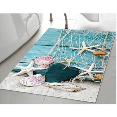 Mani Textile Tapis de Bain Bleu - 50x80 cm - Publicité Mani Textile Tapis de Bain Bleu - 50x80 cm - Publicité