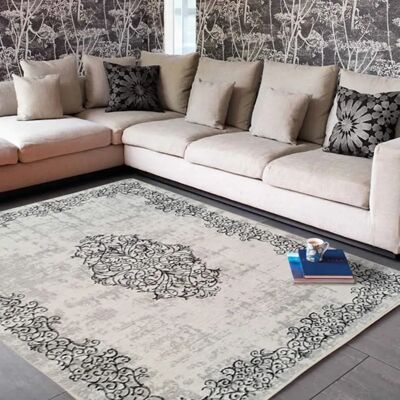 Alfombra gris 80x150cm de Mani Textile - Poliéster, Antideslizante, Lavable a máquina Alfombra gris 80x150cm de Mani Textile - Poliéster, Antideslizante, Lavable a máquina
