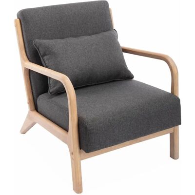 Sweeek Sillón - Madera maciza, gris oscuro, diseño escandinavo Sweeek Sillón - Madera maciza, gris oscuro, diseño escandinavo