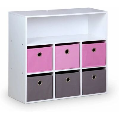 ALICE'S GARDEN Camila - Kinderspeicher-Möbel - Weiß - 7 Fächer, 6 Körbe - Rosa ALICE'S GARDEN Camila - Kinderspeicher-Möbel - Weiß - 7 Fächer, 6 Körbe - Rosa