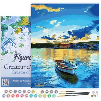 Kit de peinture Figuredart 40x50cm Petit bateau au lever du soleil - Matériel de peinture - Publicité Kit de peinture Figuredart 40x50cm Petit bateau au lever du soleil - Matériel de peinture - Publicité