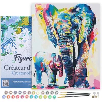 Figured' Art Elefanten Malen nach Zahlen - 40x50cm Figured' Art Elefanten Malen nach Zahlen - 40x50cm
