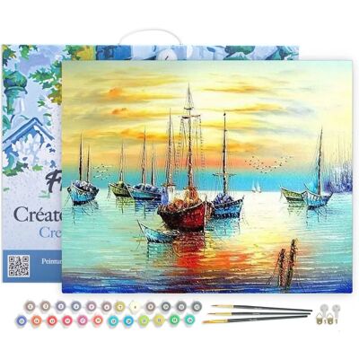 Kit de Peinture par Nombres Figuredart 40x50cm Voiliers au port - Publicité Kit de Peinture par Nombres Figuredart 40x50cm Voiliers au port - Publicité
