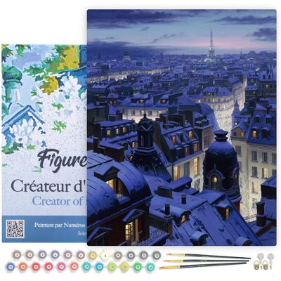Figured ART Målning efter nummer - Utsikt över Paris tak på ram 40 x 50 cm - Målarset Figured ART Målning efter nummer - Utsikt över Paris tak på ram 40 x 50 cm - Målarset