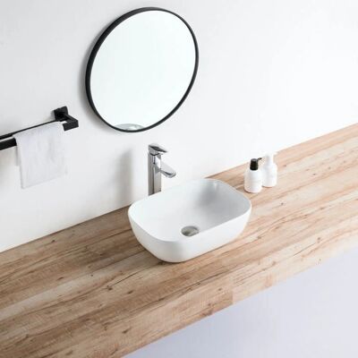 Lavabo cuadrado de cerámica brillante Stano 45,5x32,5cm - Blanco Lavabo cuadrado de cerámica brillante Stano 45,5x32,5cm - Blanco