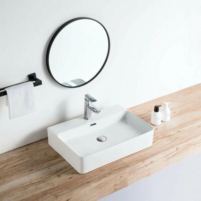 Stano 60x42,5cm Weiß Glänzender Keramik Waschbecken - Rechteckig, Vorgebohrt, mit Überlauf Stano 60x42,5cm Weiß Glänzender Keramik Waschbecken - Rechteckig, Vorgebohrt, mit Überlauf
