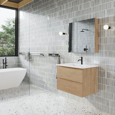 STANO Juego de Muebles de Baño Moderno en Roble Claro STANO Juego de Muebles de Baño Moderno en Roble Claro