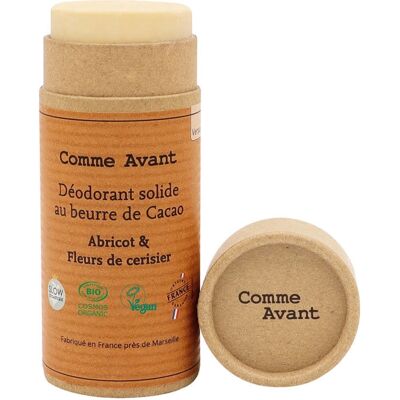 Comme Avant Déodorant solide bio au beurre de cacao - Abricot & fleur de cerisier - 60g - Publicité Comme Avant Déodorant solide bio au beurre de cacao - Abricot & fleur de cerisier - 60g - Publicité