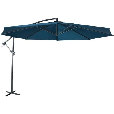 Sweeek Sonnenschirm - Ø350cm Achthoekig mit Kurbel - Blau Ente Sweeek Sonnenschirm - Ø350cm Achthoekig mit Kurbel - Blau Ente