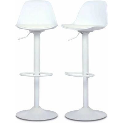 Sweeek Noah Sgabelli da Bar Regolabili - Bianco - Stile Vintage Sweeek Noah Sgabelli da Bar Regolabili - Bianco - Stile Vintage