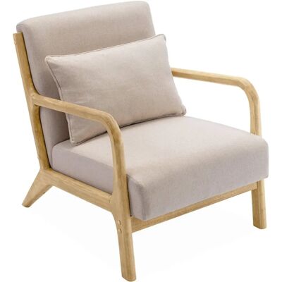 Sweeek Holzarmlehne - Skandinavisches Design, Bequemer Beigefarbener Sitz Sweeek Holzarmlehne - Skandinavisches Design, Bequemer Beigefarbener Sitz