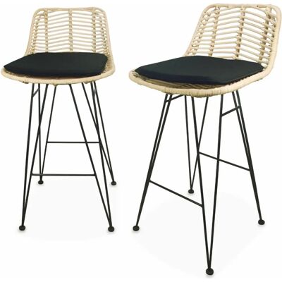 Sweeek Rattanstühle & Metallhocker - 2 Stück Sweeek Rattanstühle & Metallhocker - 2 Stück