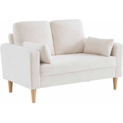 Sweeek Beige Weiß Bouclé Sofa - Bjorn - 2er Sitz im skandinavischen Stil Sweeek Beige Weiß Bouclé Sofa - Bjorn - 2er Sitz im skandinavischen Stil