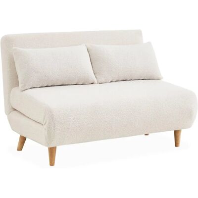 Guesta Weiße Bouclé Schlafsofa - Skandinavisch 2-Sitzer, Holzfüße Guesta Weiße Bouclé Schlafsofa - Skandinavisch 2-Sitzer, Holzfüße