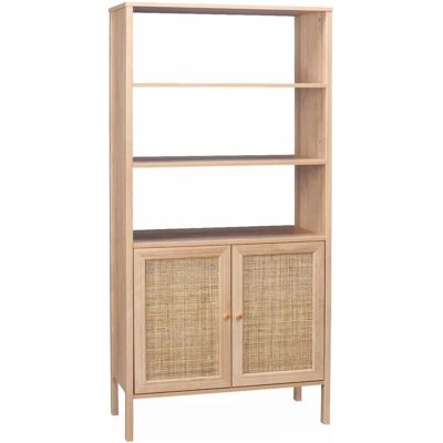 Sweeek Holz & Rattan Regal - Vintage - 4 Ebenen Sweeek Holz & Rattan Regal - Vintage - 4 Ebenen