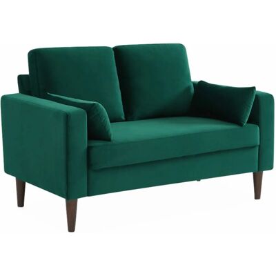 Sweeek Sofá de Terciopelo Verde Inglés - Bjorn - Sofá Fijo de 2 Plazas - Efecto Madera Nogal Sweeek Sofá de Terciopelo Verde Inglés - Bjorn - Sofá Fijo de 2 Plazas - Efecto Madera Nogal