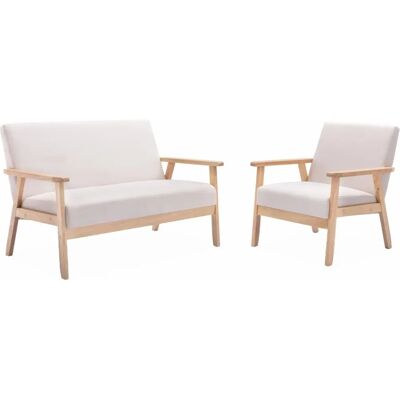Conjunto de Sofá Escandinavo Beis Sweeek - Sillón y Sofá 3 Plazas Conjunto de Sofá Escandinavo Beis Sweeek - Sillón y Sofá 3 Plazas