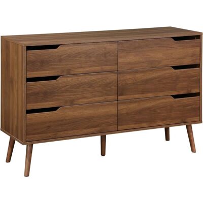 Commodes style scandinave à 6 tiroirs finition noyer - Publicité Commodes style scandinave à 6 tiroirs finition noyer - Publicité