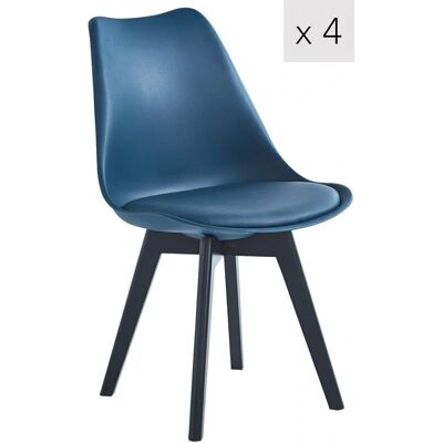 Nordlys Satz 4 Blaue Skandinavische Stühle mit Holzmöbeln Nordlys Satz 4 Blaue Skandinavische Stühle mit Holzmöbeln