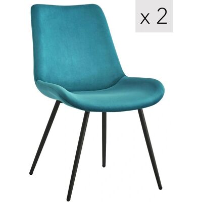 Nordlys Set 2 Armchairs - Scandinavian Metal Velvet Blue Nordlys Set 2 Armchairs - Scandinavian Metal Velvet Blue