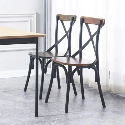 Ensemble de 2 Chaises Industrielles Nordlys en Acier et Bois de Frêne - Publicité Ensemble de 2 Chaises Industrielles Nordlys en Acier et Bois de Frêne - Publicité