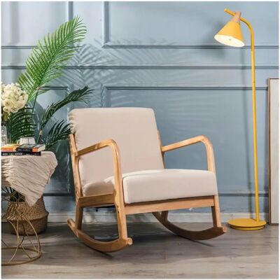 Nordlys Rocking chair - Beige - Solid wood and fabric Nordlys Rocking chair - Beige - Solid wood and fabric