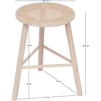 NORDLYS Pine Wood Rattan Stool NORDLYS Pine Wood Rattan Stool