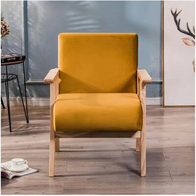 NORDLYS Sillón de Madera y Tejido Amarillo NORDLYS Sillón de Madera y Tejido Amarillo