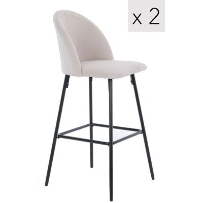 Nordlys Set 2 Beige Steel & Fabric Bar Stools - Bar Stools Nordlys Set 2 Beige Steel & Fabric Bar Stools - Bar Stools