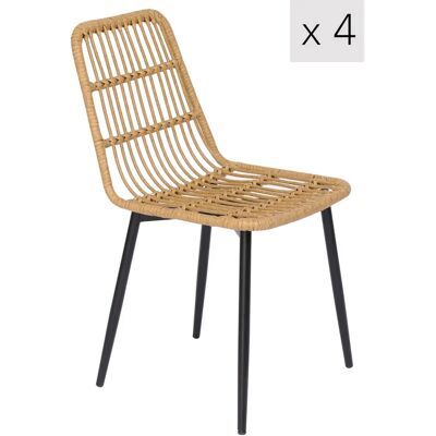 Nordlys - 4 Metal and Rattan Chairs - Indoor/Outdoor Nordlys - 4 Metal and Rattan Chairs - Indoor/Outdoor